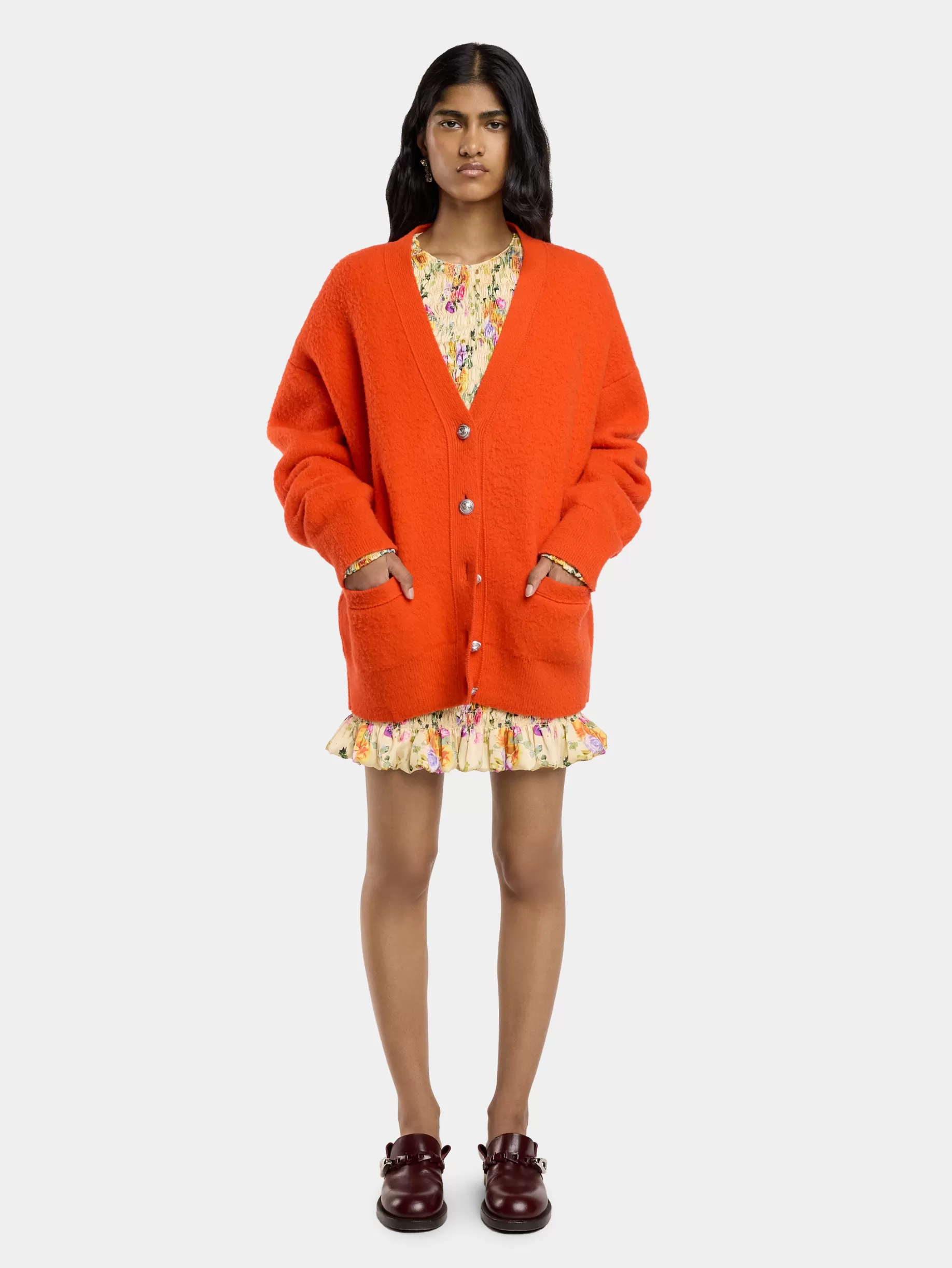 Rabanne ORANGE OVERSIZED WOOL CARDIGAN