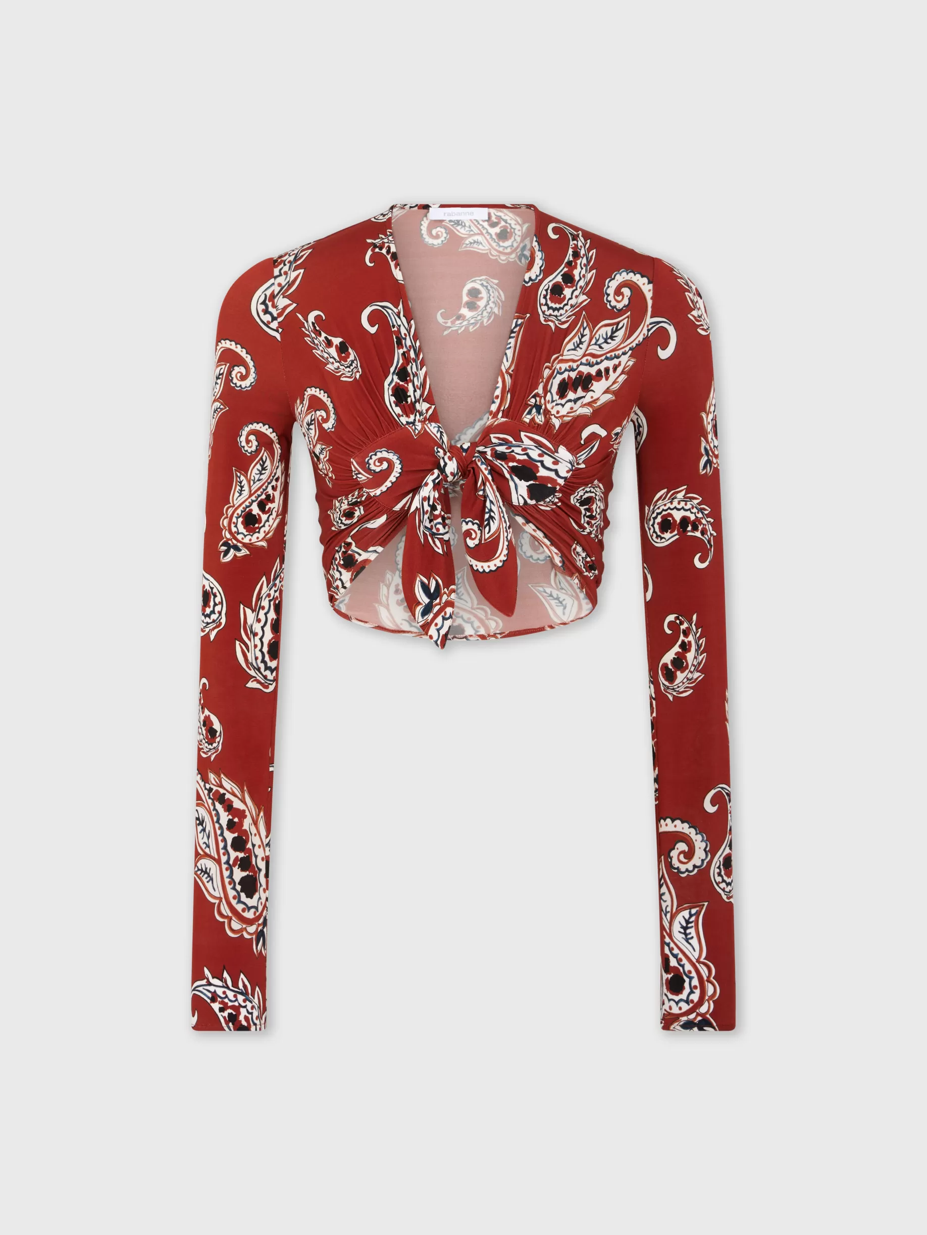 Rabanne Paisley crop top with long sleeves