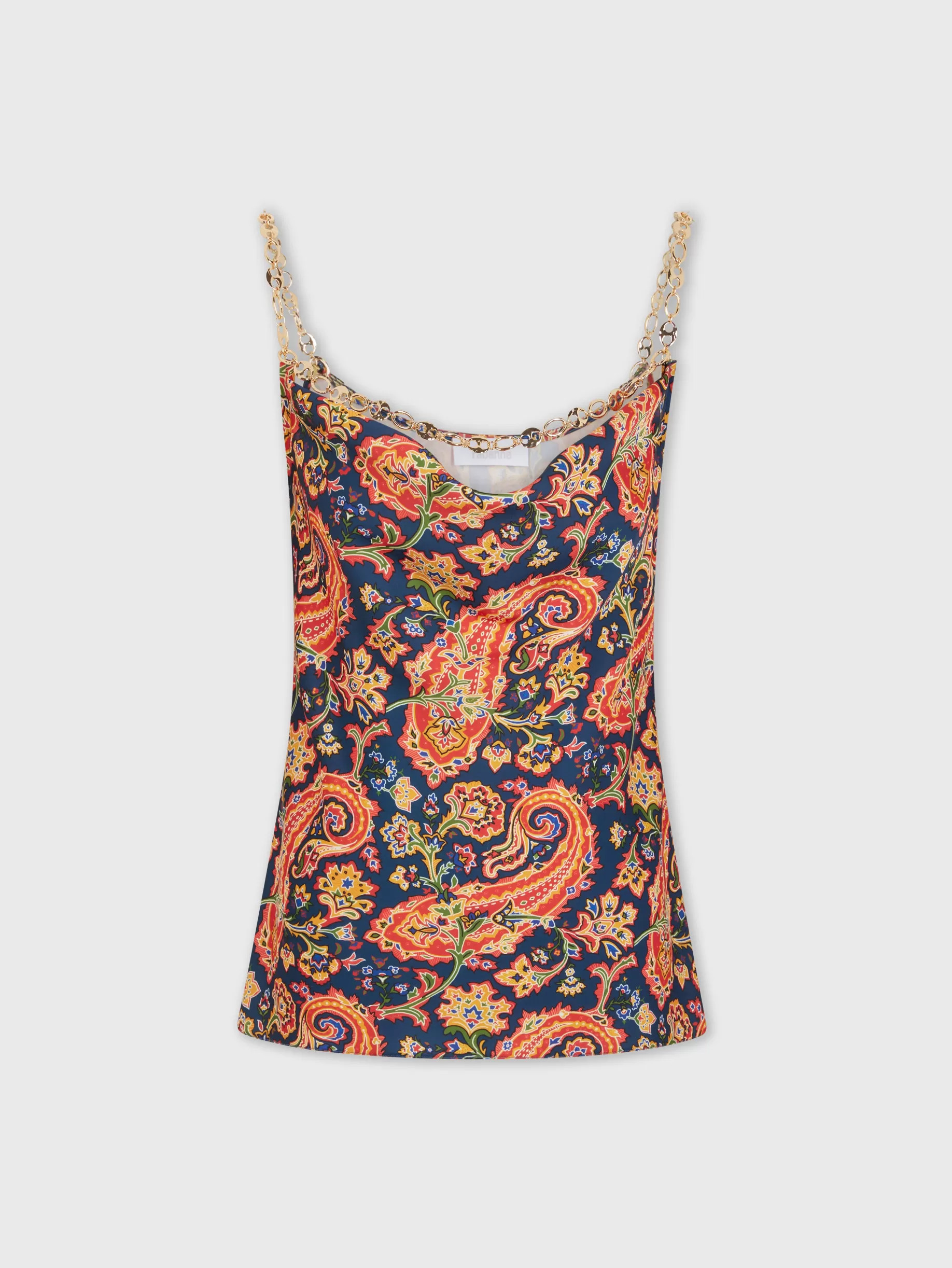 Rabanne Paisley nuisette top with signature eight chain