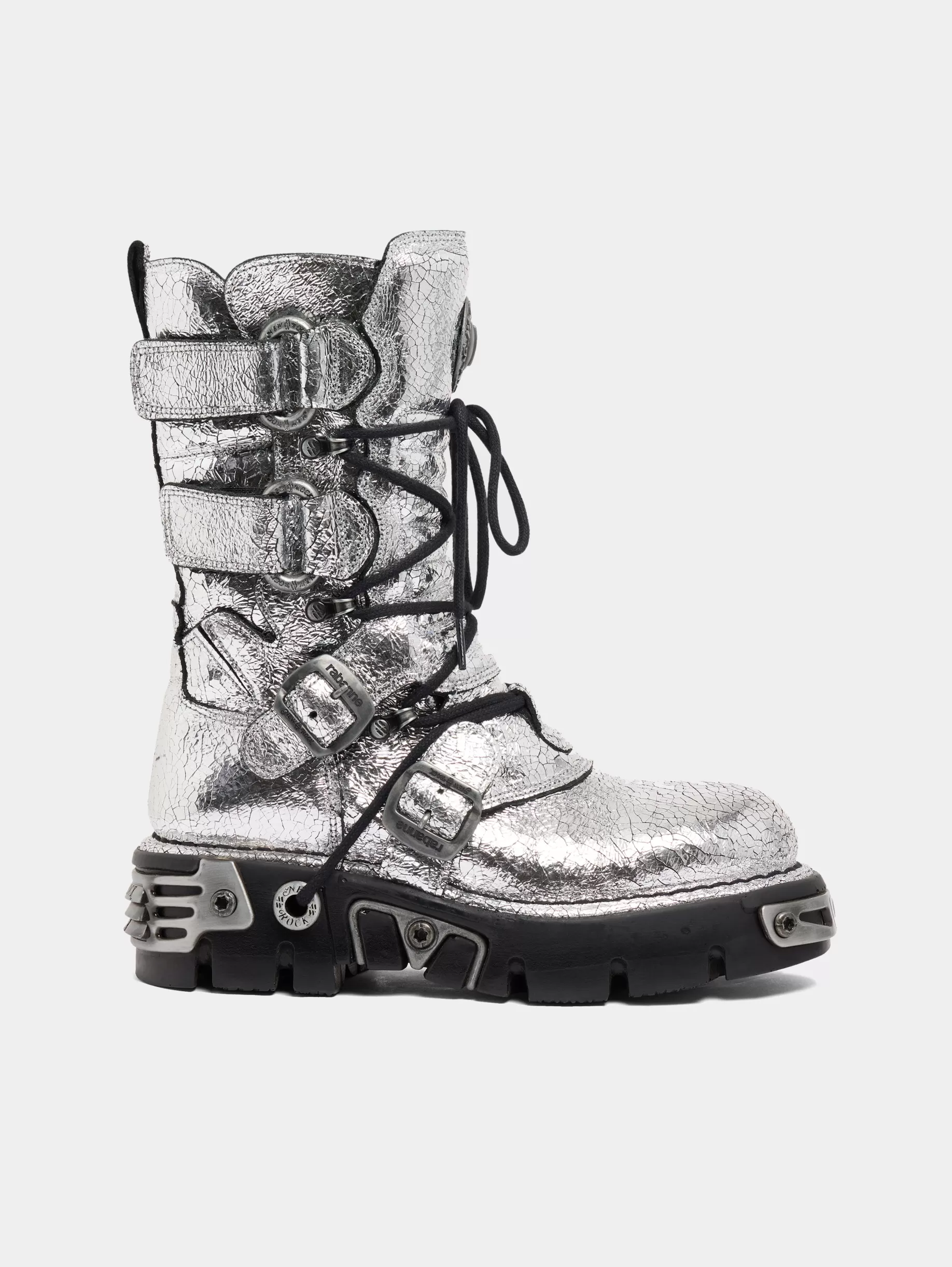 Rabanne x NEW ROCK SILVER BOOTS