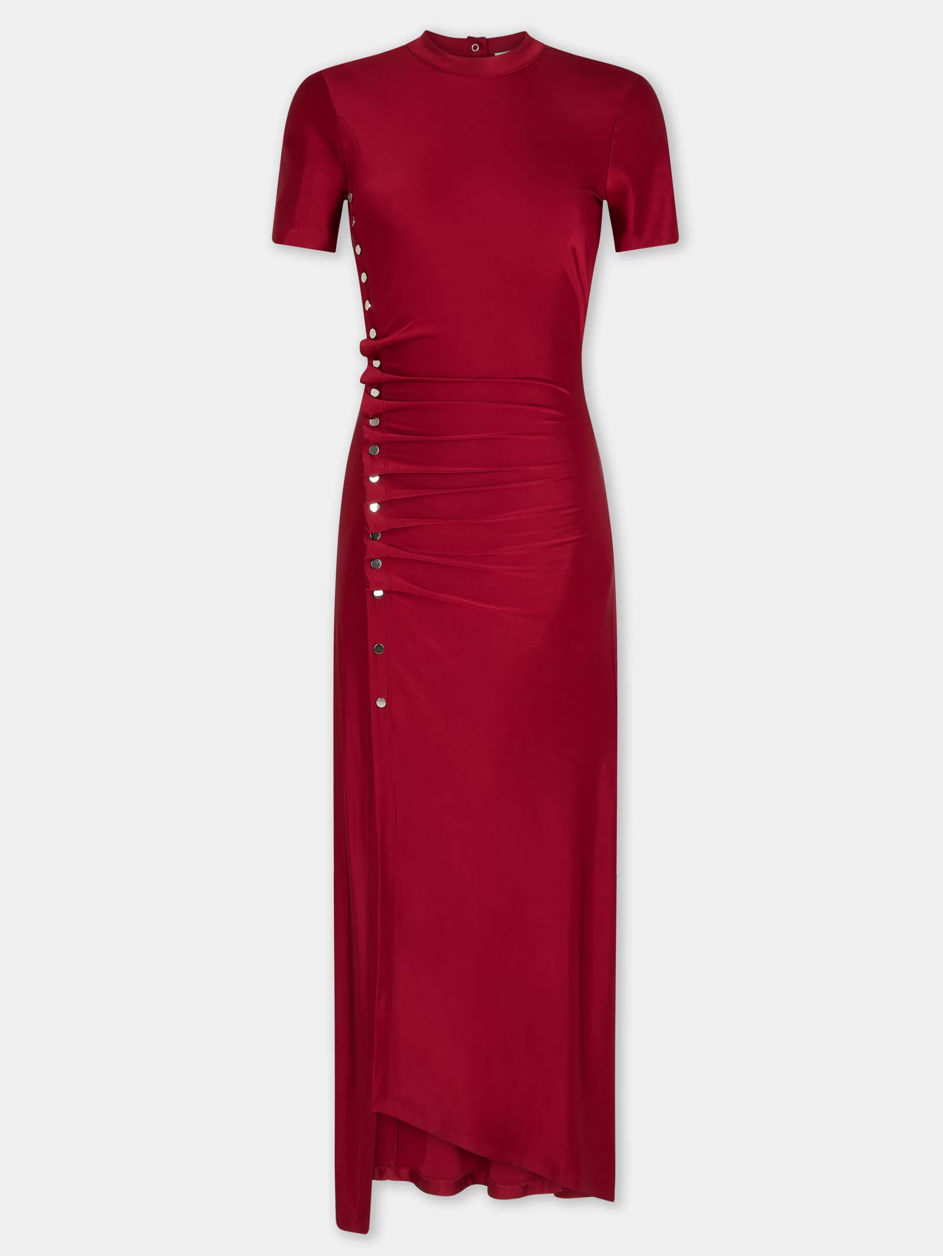 Rabanne RED LONG DRAPED DRESS IN JERSEY