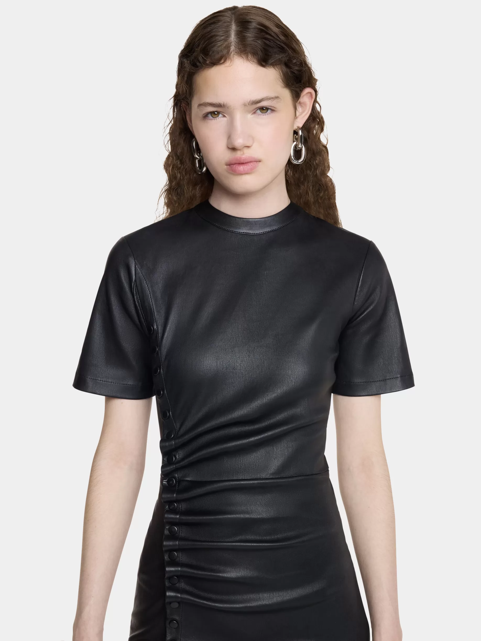 Rabanne SHORT GATHERED DRESS IN LAMBSKIN