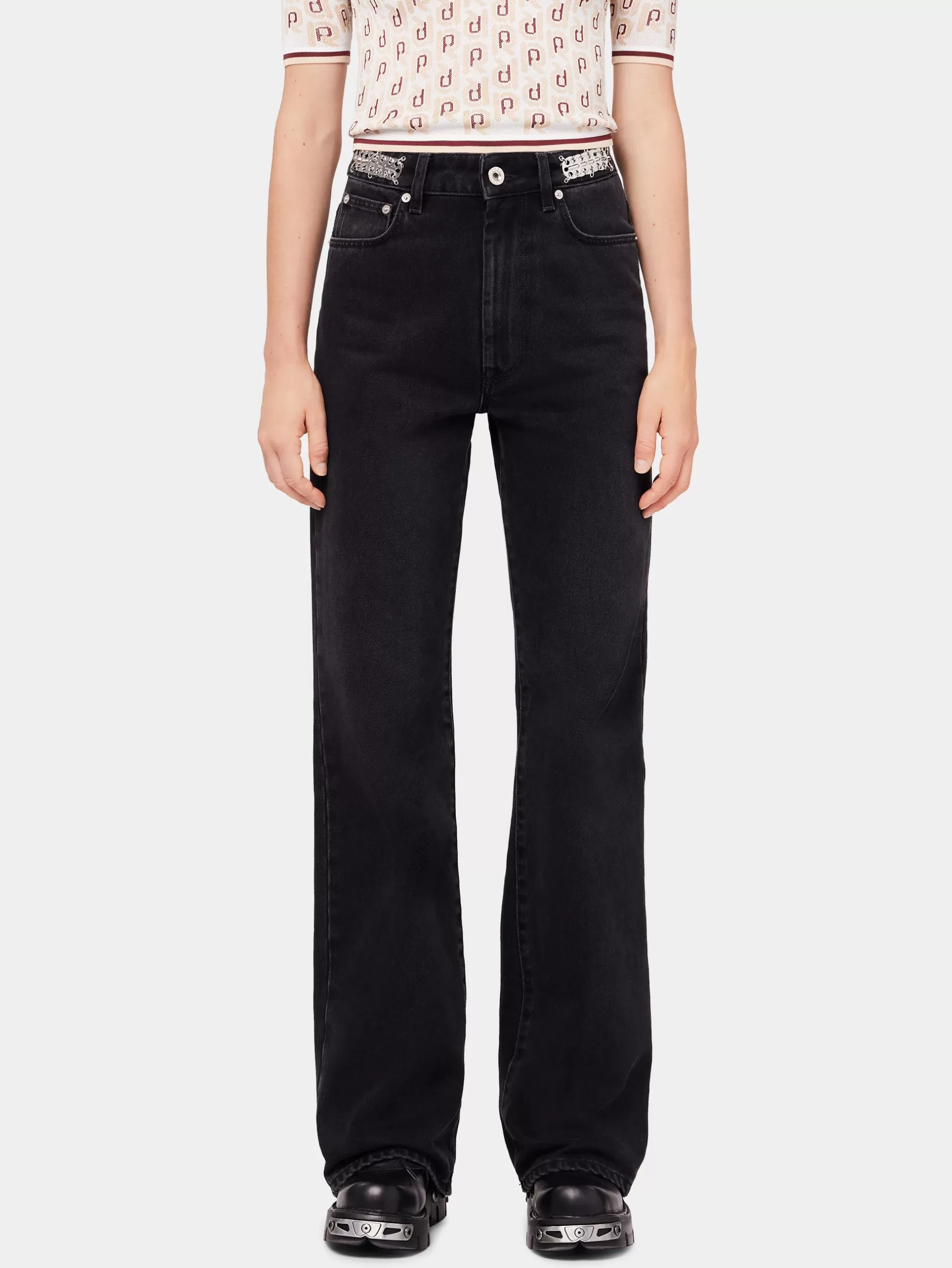 Rabanne Signature black jeans with 1969 discs