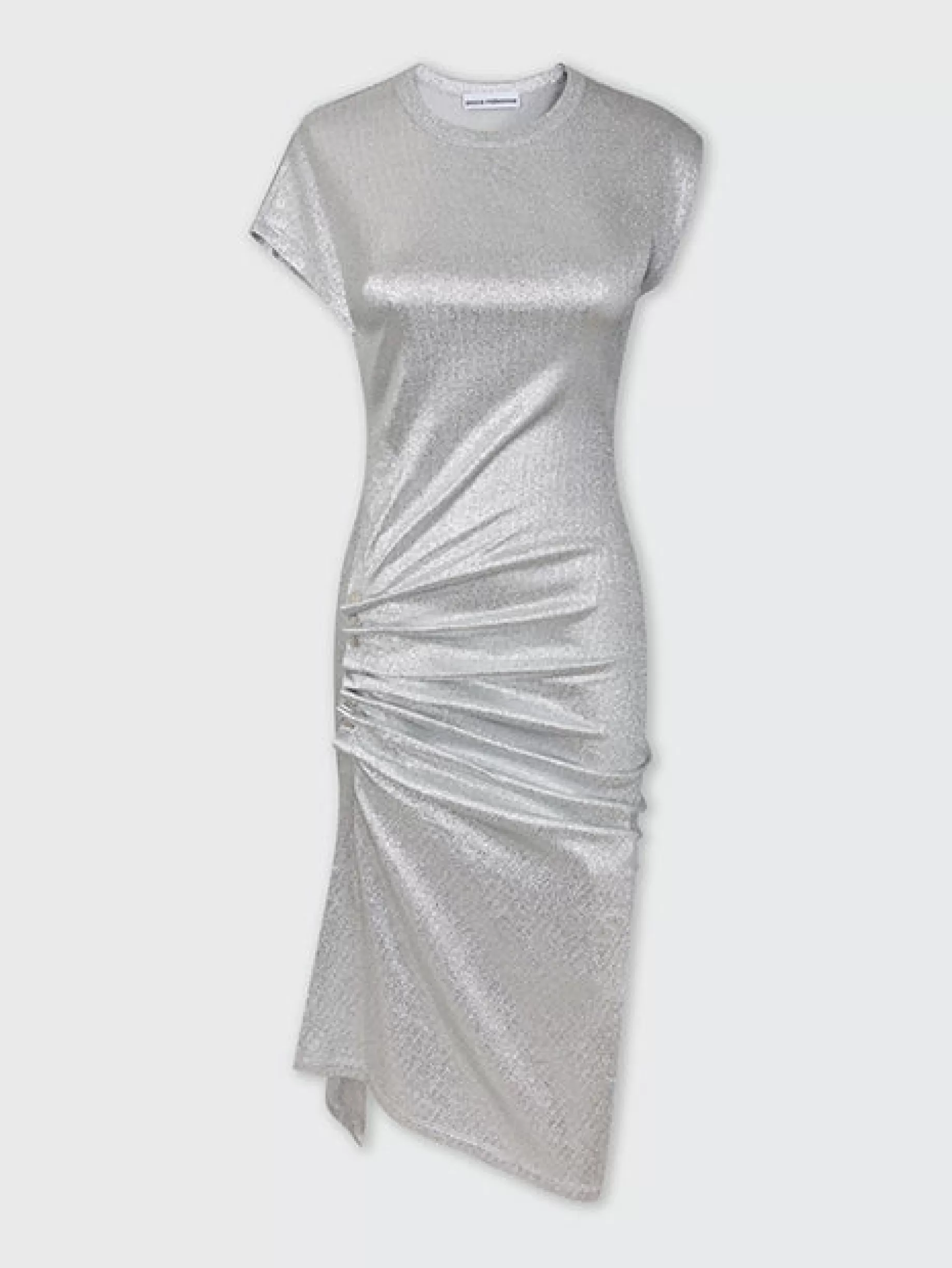 Rabanne Silver drapé pression dress in lurex