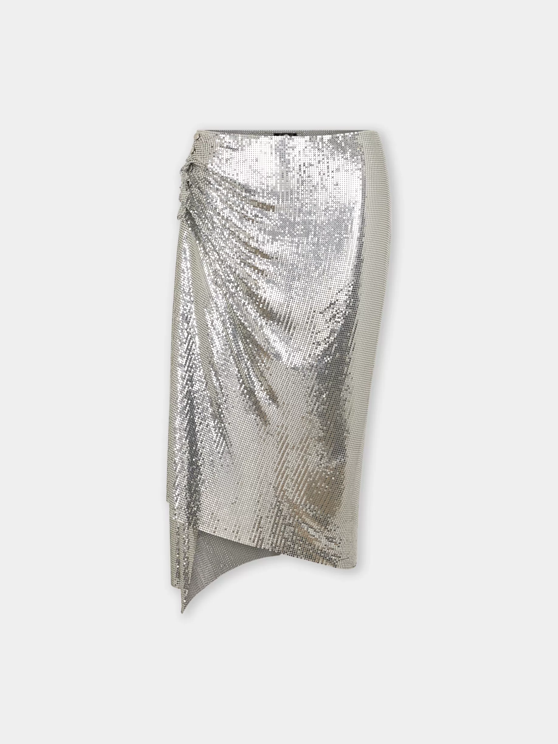 Rabanne silver draped skirt in chainmail