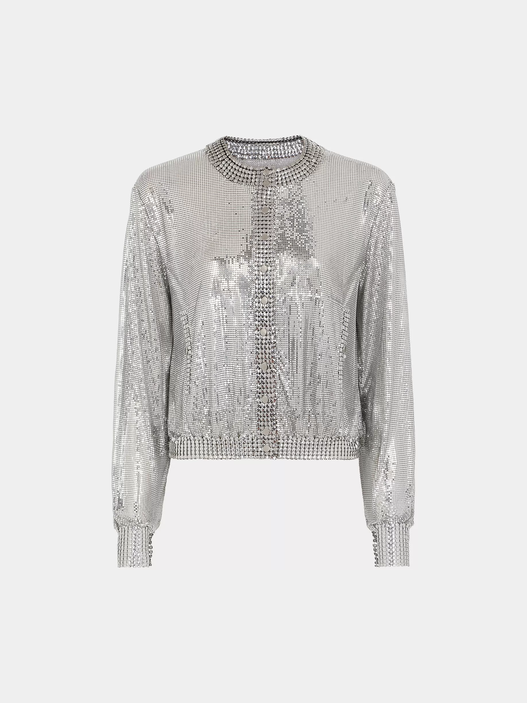 Rabanne Silver knit bomber jacket