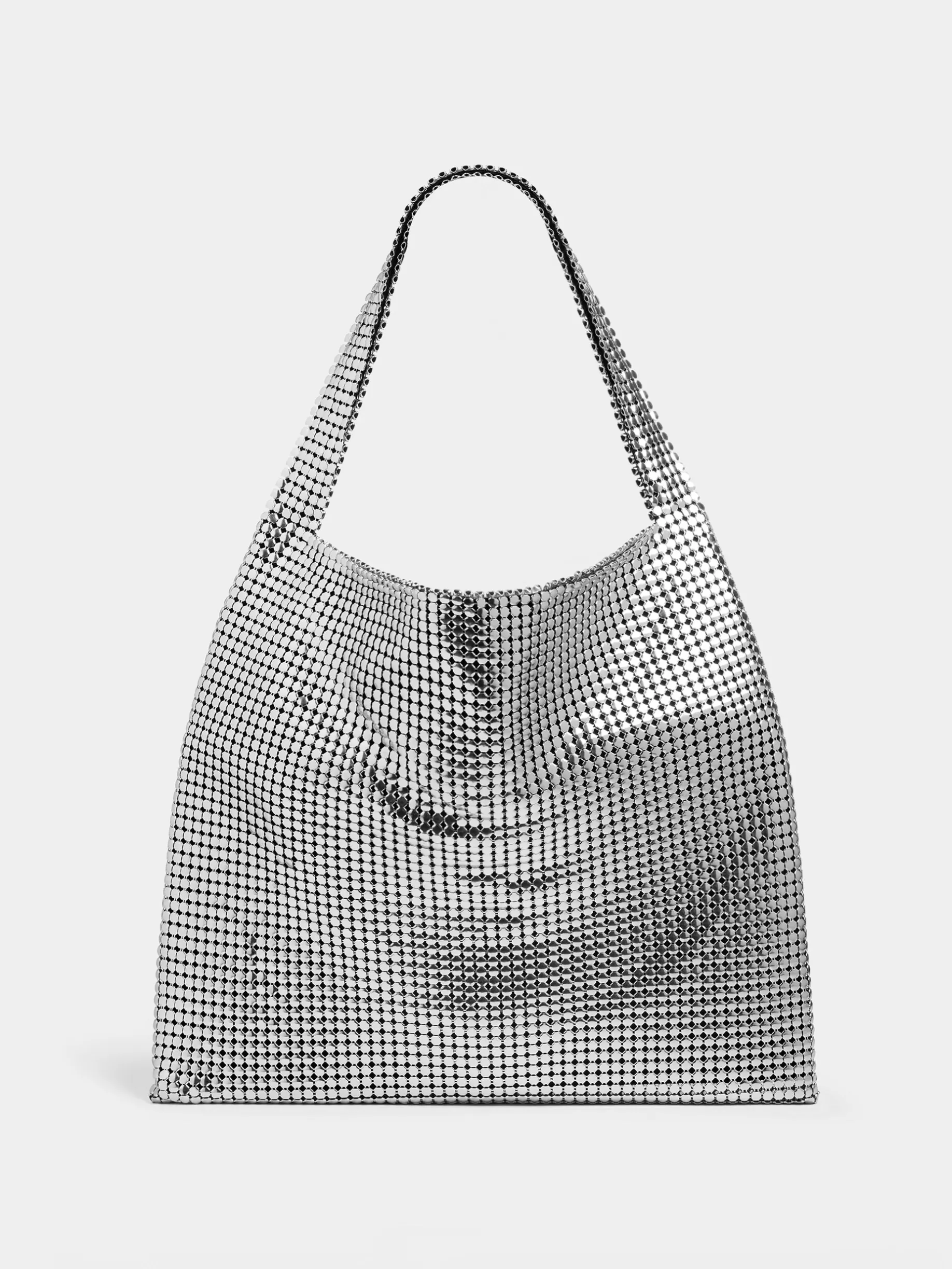 Rabanne Silver Pixel metallic tote bag