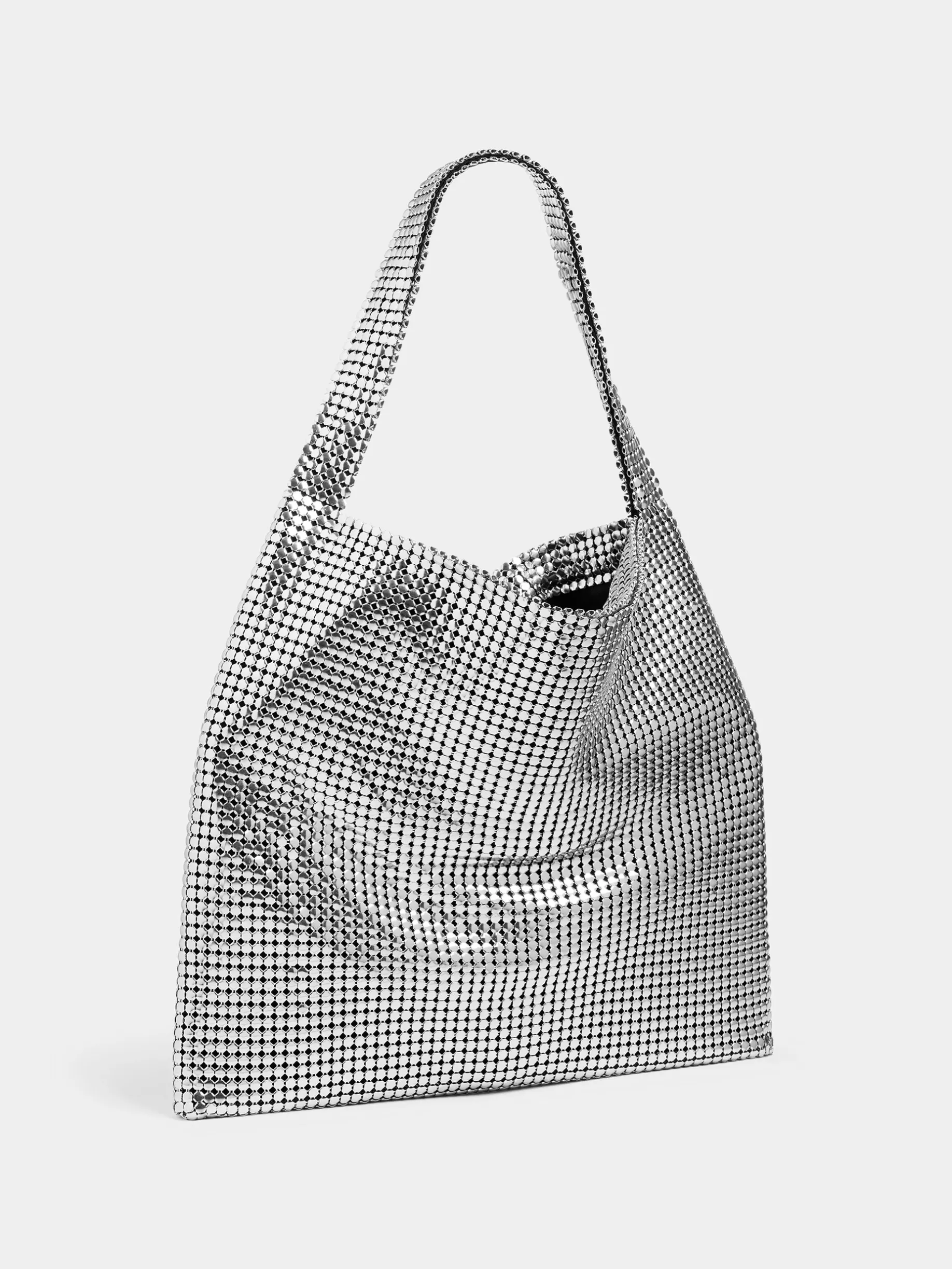 Rabanne Silver Pixel metallic tote bag