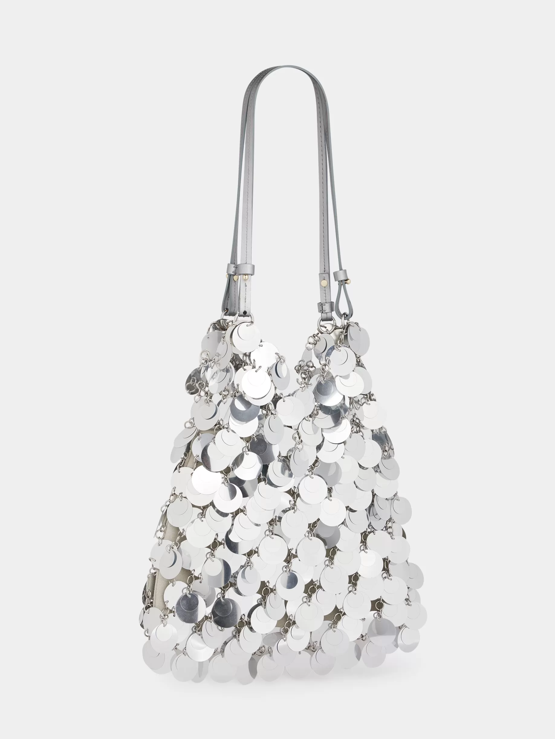 Rabanne silver sparkle discs Large bag