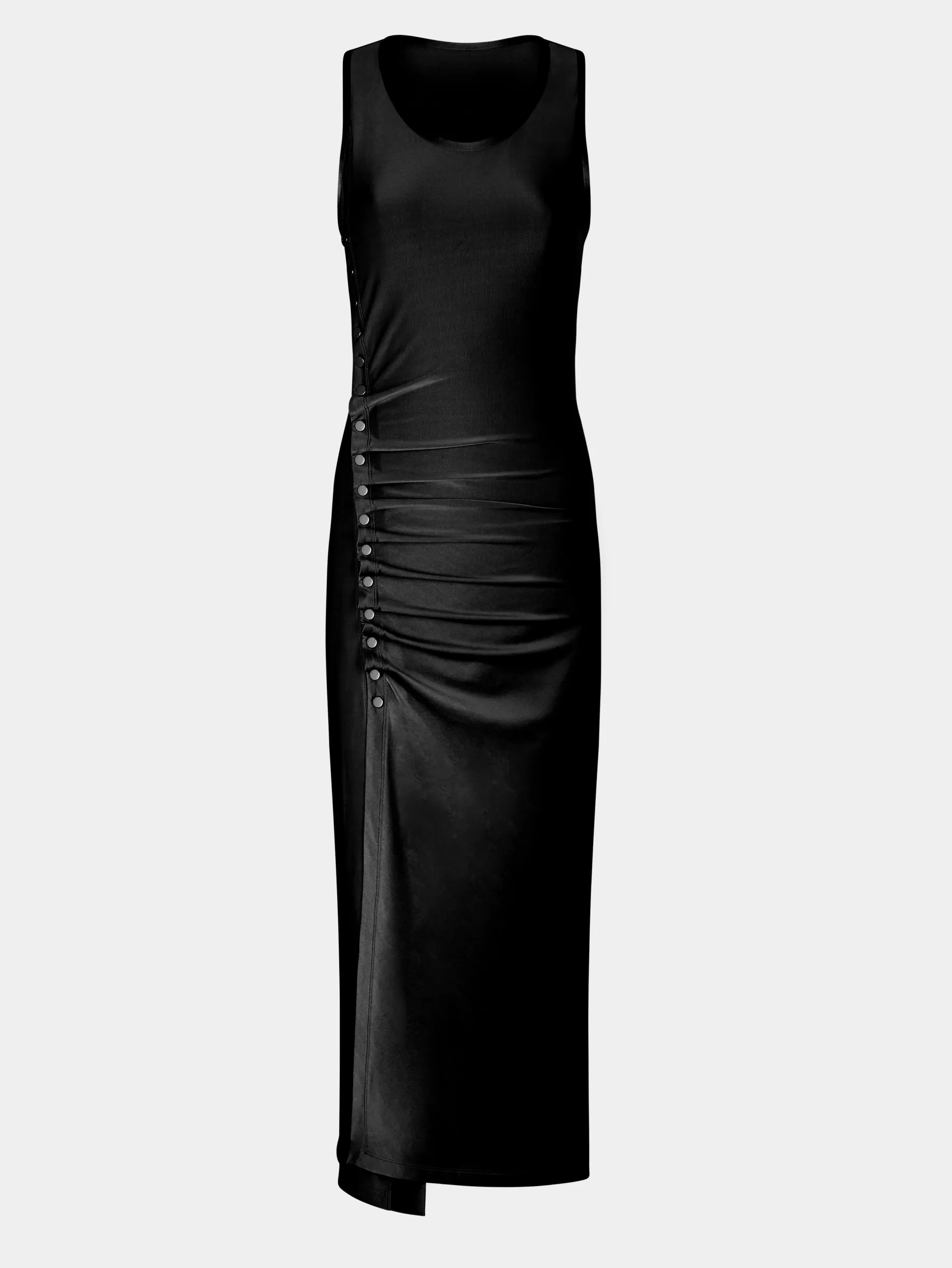 Rabanne Sleeveless black drappé pression dress