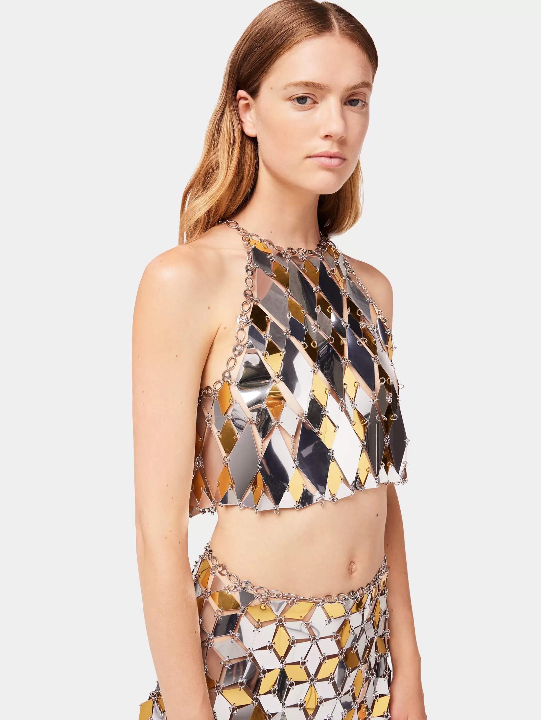 Rabanne Sparkle discs rhombic crop top