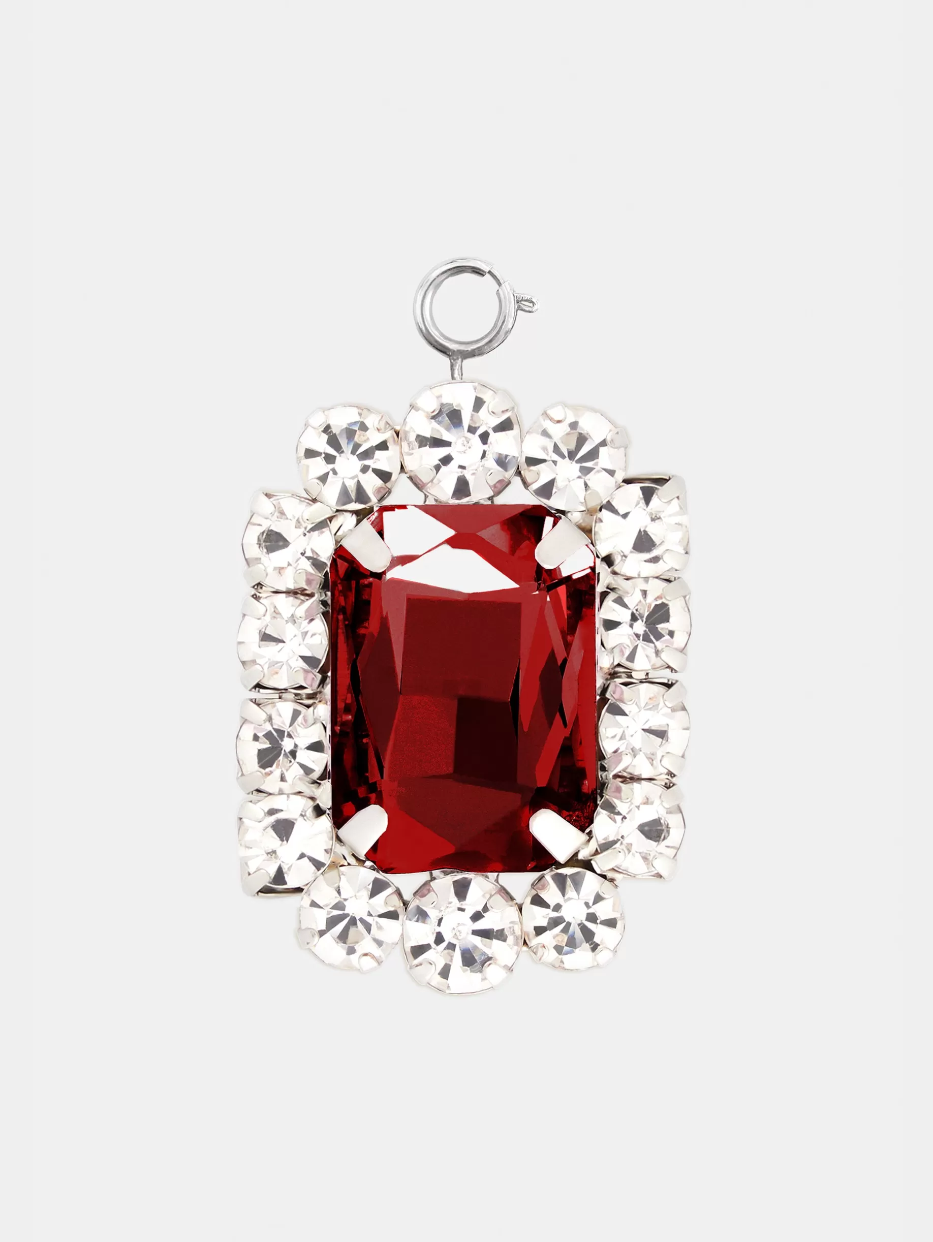 Rabanne Squared charm with ruby red crystal