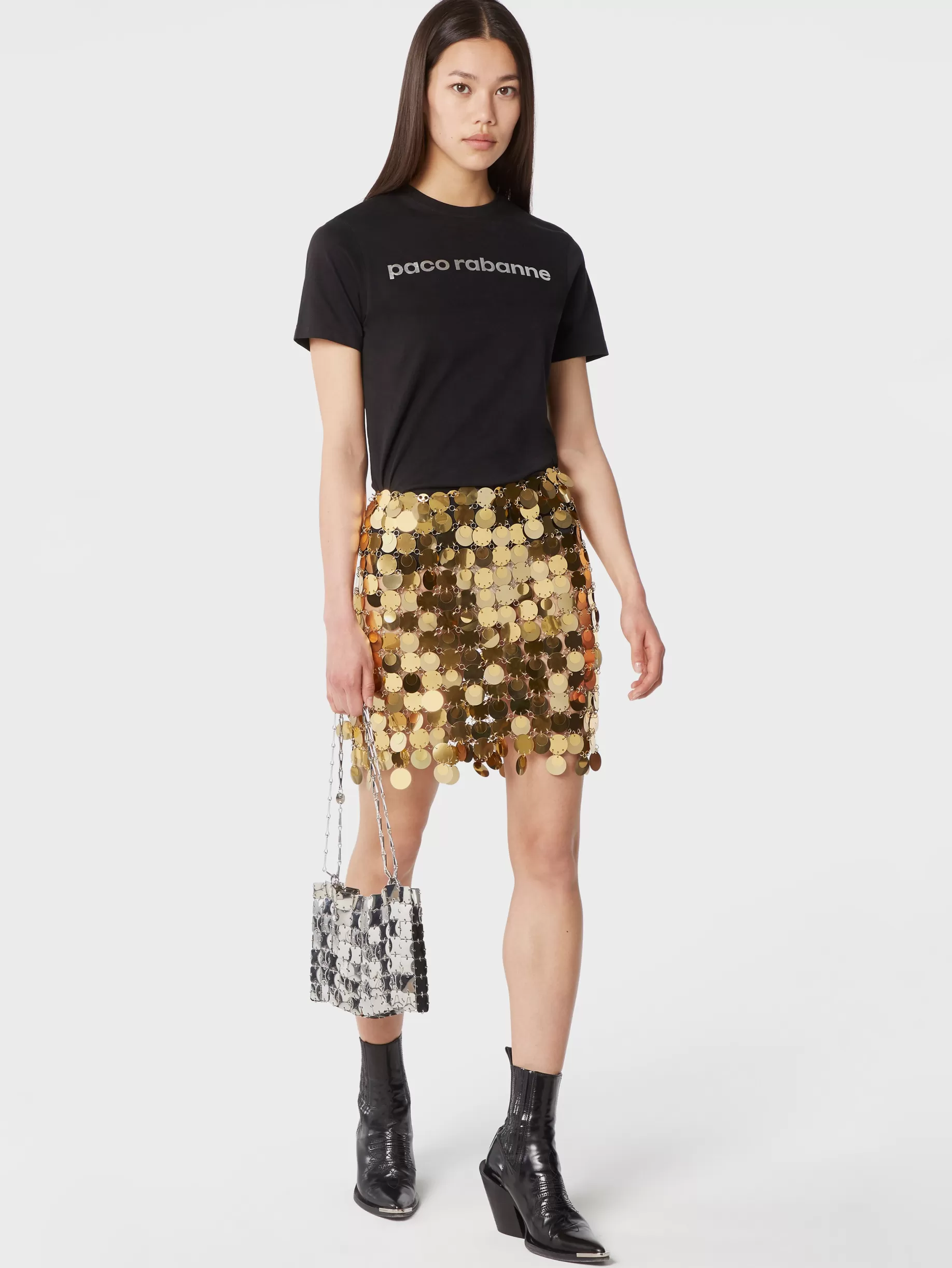 Rabanne The gold sparkle discs skirt