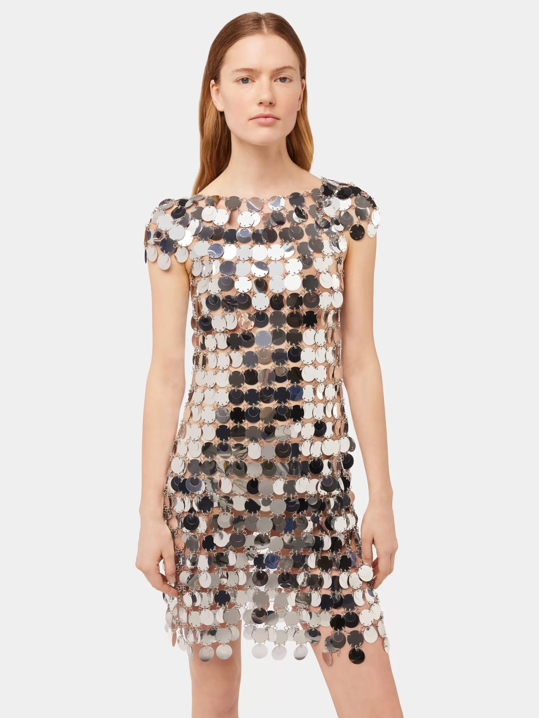 Rabanne The iconic Silver sparkle discs dress