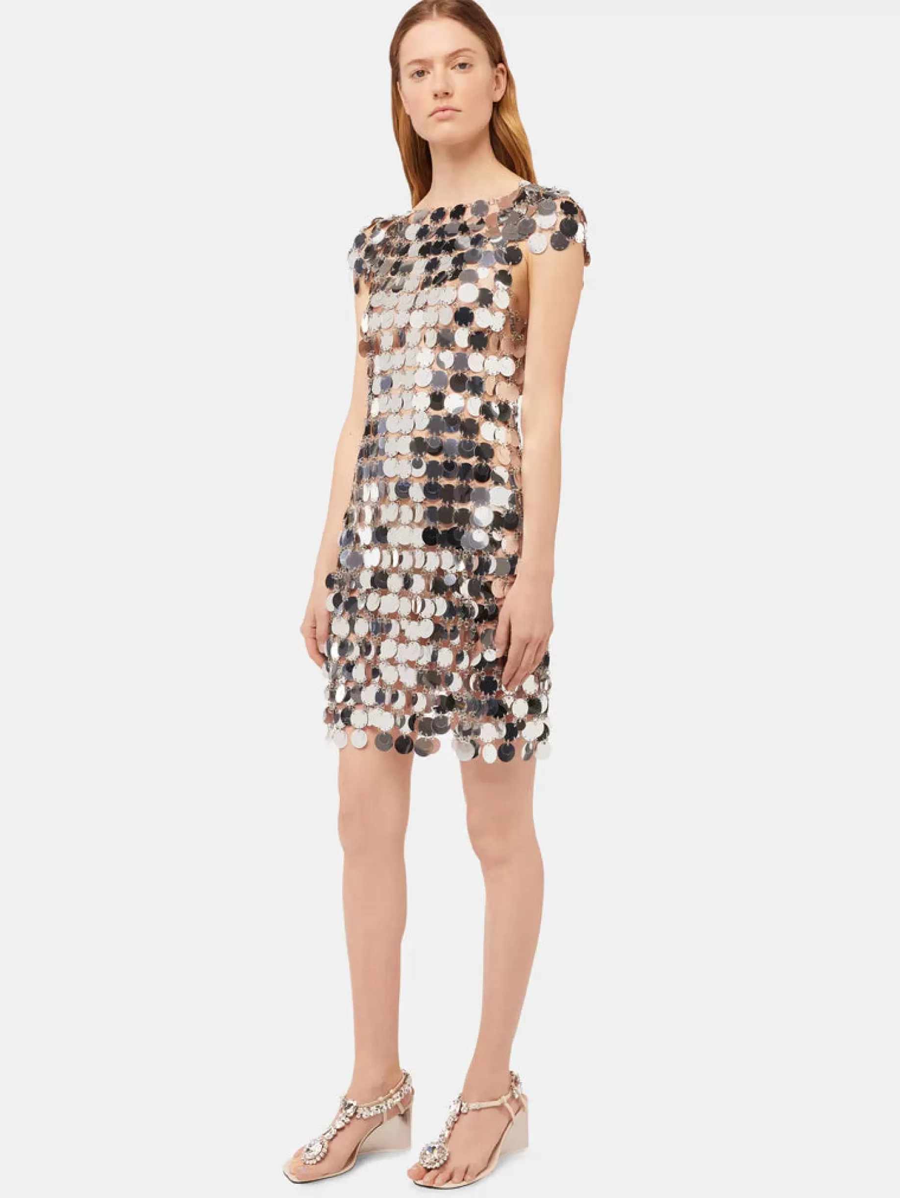 Rabanne The iconic Silver sparkle discs dress