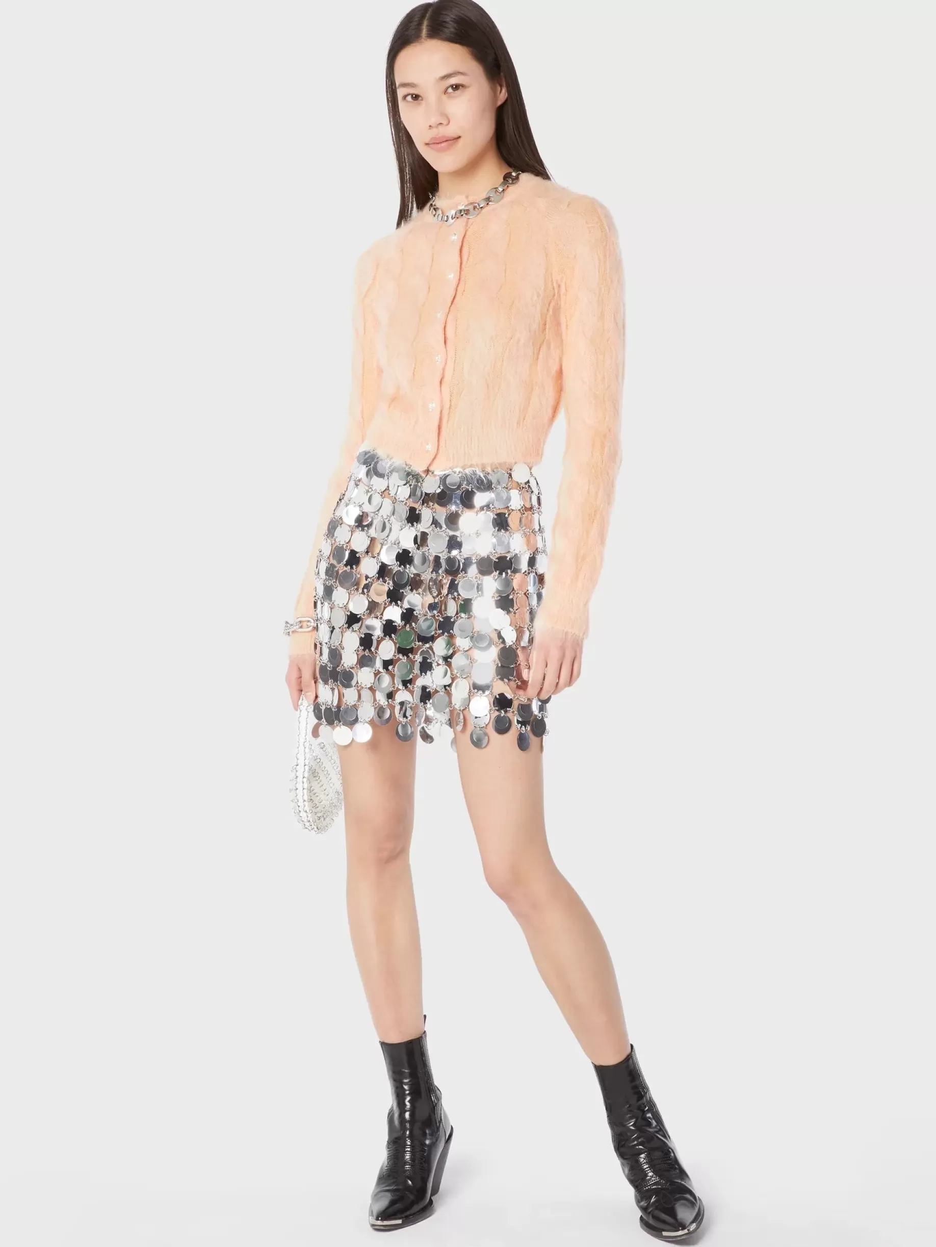 Rabanne The Silver sparkle discs skirt