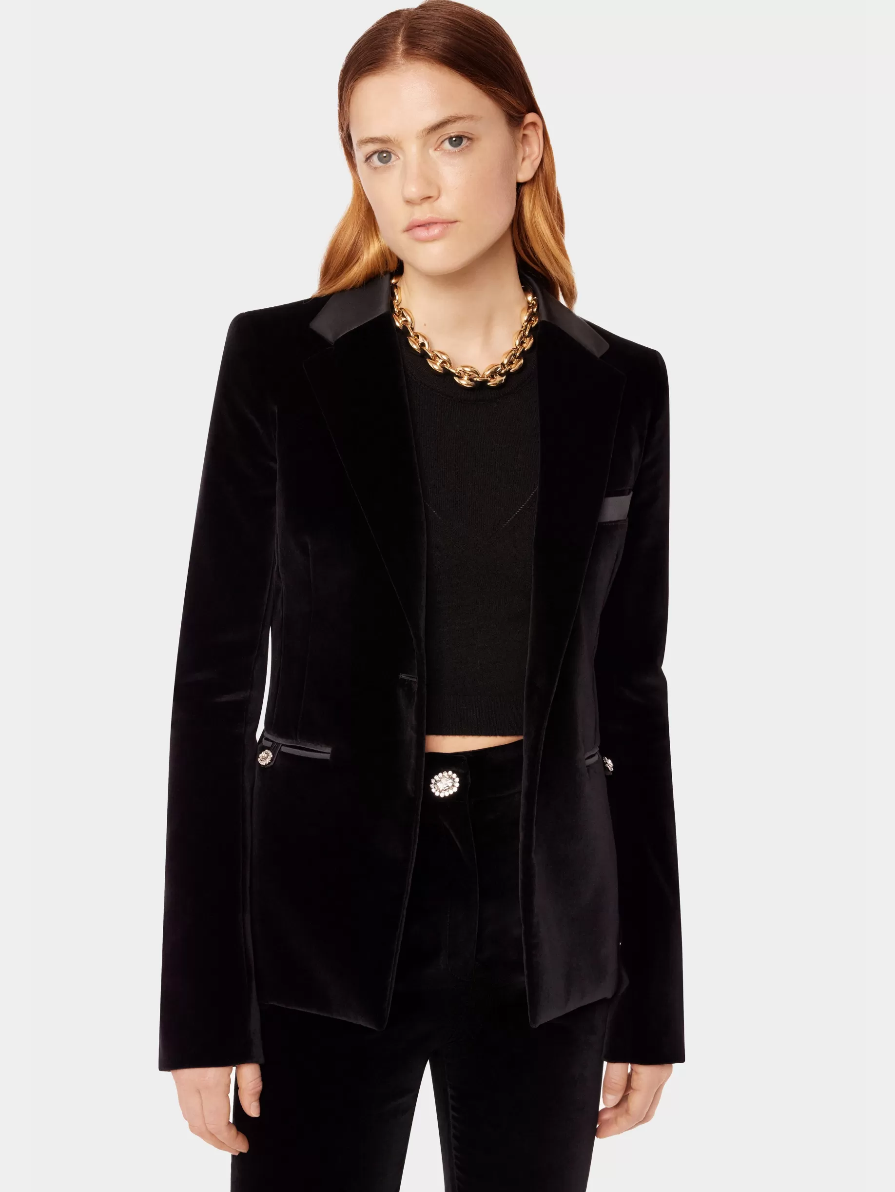 Rabanne Velvet blazer with satin and crystal details