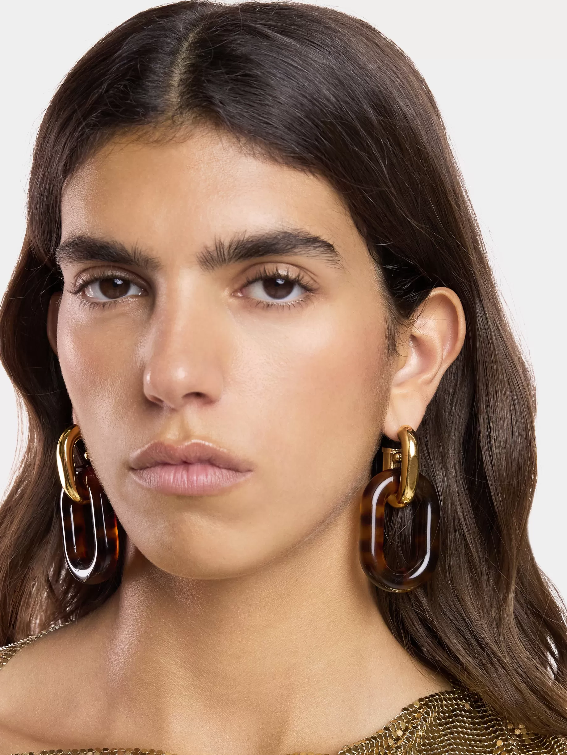 Rabanne XL LINK OVERSIZED TARTARUGA EARRINGS